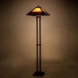 Meyda Custom 179148 Mission Prime Tiffany Mahogany Bronze / Amber Light Floor Lamp