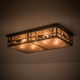 Meyda Custom 184447 Bears and Moose at Lake Antique Copper / Silver Mica Overhead Light Fixture
