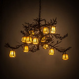 Meyda Custom 185796 Pine Branch Valley View Rust Wrought Iron Halogen Chandelier Lighting