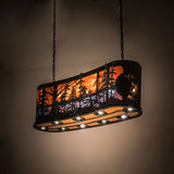 Meyda Custom 188290 Country Blue / Green & Orange Acrylic / Amber Mica Textured Black Island Lighting