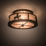 Meyda Custom 189080 Cowboy & Steer Rustic Bronze Flush Mount Light Fixture