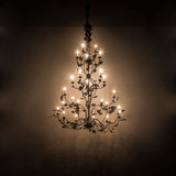 Meyda Custom 189564 Oak Leaf Rustic Textured Black Chandelier Light