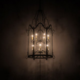 Meyda Custom 190487 Dubrek Old Wrought Iron Clear Glass Foyer Lighting Fixture