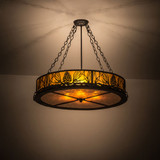 Meyda Custom 191371 Mountain Pine Rustic Black / Amber Mica Drum Pendant Light Fixture