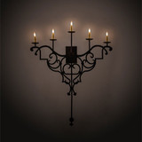 Meyda Custom 198848 Fleur De Lys Traditional Distressed Costello Black LED Wall Light Sconce