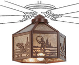 Meyda Custom 22242 Fly Fisherman Rustic Rust Ceiling Fan Light Fixture