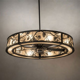 Meyda Custom 231601 Whispering Pines Black Drum Ceiling Light Pendant