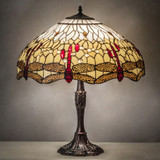 Meyda Lighting 232803 Tiffany Hanginghead Dragonfly Tiffany Mahogany Bronze Lighting Table Lamp