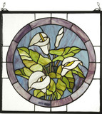 Meyda Lighting 23866 Calla Lily Round Tiffany Hanging Stained Glass Panel