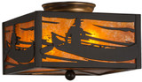 Meyda Custom 23991 Canoe At Lake Timeless Bronze/Amber Mica Ceiling Light Fixture
