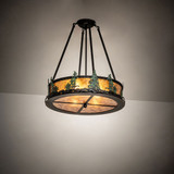 Meyda Custom 242026 Tall Pines Country Black And Amber Mica Drum Hanging Light Fixture