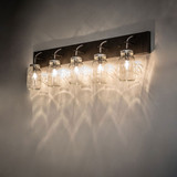 Meyda Custom 243354 Mason Jar Rustic Oil Rubbed Bronze LED 5-Light Bathroom Vanity Lighting