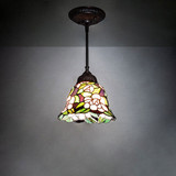 Meyda Lighting 244861 Begonia Tiffany Green, Pink And Black Mini Pendant Light