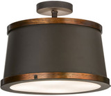 Meyda Custom 246740 Cilindro Black And Brass Flush Ceiling Light Fixture