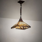 Meyda Custom 247747 Nouveau Tiffany Mahogany Bronze Hanging Light Fixture