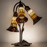 Meyda Lighting 251684 Stained Glass Pond Lily Tiffany Mahogany Bronze Table Lamp Lighting