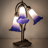 Meyda Lighting 251859 Blue / White Pond Lily Modern Mahogany Bronze Table Lamp Lighting