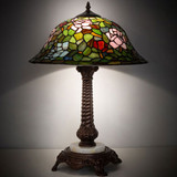 Meyda Lighting 251920 Tiffany Rosebush Tiffany Mahogany Bronze Table Lamp