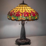 Meyda Lighting 265016 Colonial Tulip Tiffany Mahogany Bronze Table Light