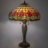 Meyda Lighting 265019 Colonial Tulip Tiffany Bronze Table Top Lamp