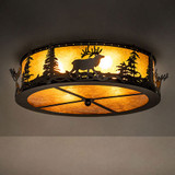 Meyda Custom 270085 Elk at Dusk Textured Black Flush Mount Light Fixture