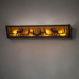 Meyda Custom 270092 Elk at Lake Textured Black Wall Sconce Lighting