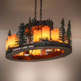 Meyda Custom 276217 Mirror Lake Loj Rustic Dark Burnished Antique Copper LED Island Lighting
