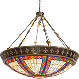 Meyda Lighting 280520 Fleur-de-lis Tiffany Copper Vein & Nu Gold LED Pendant Light