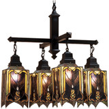 Meyda Lighting 31756 Cottage Four Shade Tiffany Chandelier Ceiling Light