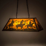 Meyda Custom 32326 Rustlers Rustic Antique Copper / Amber Mica Kitchen Island Light