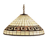 Meyda Lighting 36935 Greek Key Mahogany Bronze Finish 21 Inch Diameter Stained Glass Hanging Pendant Light