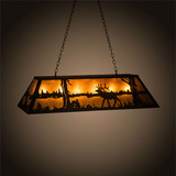 Meyda Custom 66092 Elk at Lake Rustic Black / Amber Mica Island Lighting