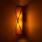 Meyda Custom 72363 Diamond Mission Mahogany Bronze / Amber Mica Wall Sconce Lighting