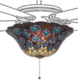Meyda Lighting 72649 Tiffany Peacock Feather Tiffany Ceiling Fan Light Fixture