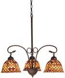 Meyda Lighting 74045 Amber Fishscale Tiffany Three Lamp Chandelier Ceiling Light