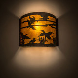 Meyda Custom 81076 Ducks in Flight Rustic Timeless Bronze / Amber Mica Wall Mounted Lamp