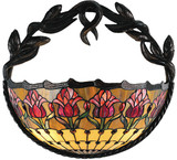 Meyda Lighting 82298 Colonial Tulip 2 Bulb Tiffany Wall Sconce Lighting Fixture