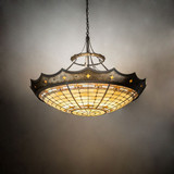 Meyda Custom 82440 Fleur-de-Lite Tiffany Antique Copper;Craftsman Brown Pendant Light Fixture