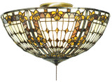 Meyda Lighting 97657 Fleur-de-lis Tiffany Flush Ceiling Light Fixture