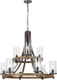 Visual Comfort Studio F3135-9DWK-SGM Angelo Distressed Weathered Oak / Slated Grey Metal Lighting Chandelier
