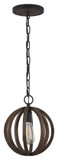 Visual Comfort Studio P1302WOW-AF Allier Weather Oak Wood / Antique Forged Iron Finish 12.5" Tall Mini Drop Ceiling Light Fixture