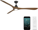 Modern Forms FR-D2504-72L-MB/DK Carve Modern Matte Black Distressed Koa LED 72" Interior / Exterior Home Ceiling Fan