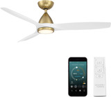 Modern Forms FR-W2202-54L-SB/MW Skylark Soft Brass Matte White LED Indoor / Outdoor 54" Home Ceiling Fan
