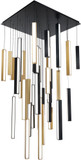 Modern Forms PD-64841S-BK/AB-BK Chaos Contemporary Black Aged Brass LED Multi Hanging Pendant Light