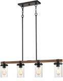 Millennium 3824-MB/WG Taos Modern Matte Black/Wood Grain Kitchen Island Light Fixture