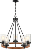 Millennium 3825-MB/WG Taos Modern Matte Black/Wood Grain Chandelier Lamp