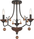 Minka Lavery 2662-723 Colonial Charm Old World Bronze W/Walnut Acce Overhead Light Fixture