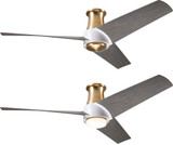 Modern Fan Company AMB-FM-SBMW-56-GY Ambit Flush DC Modern Satin Brass / Matte White w/ Graywash Blades LED 56" Ceiling Fan