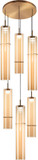 Matteo C30606AGAM Bambu Contemporary Aged Gold Brass LED Multi Pendant Lamp