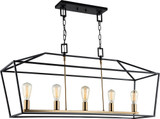 Matteo C61715RB Scatola Contemporary Rusty Black + Aged Gold Brass Kitchen Island Light